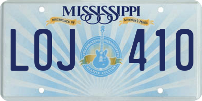 MS license plate LOJ410