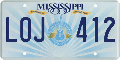 MS license plate LOJ412