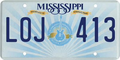 MS license plate LOJ413