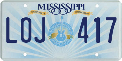 MS license plate LOJ417