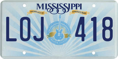 MS license plate LOJ418