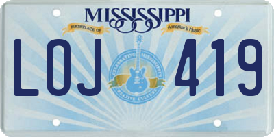 MS license plate LOJ419