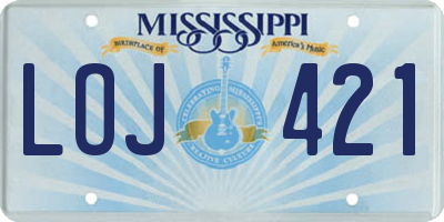 MS license plate LOJ421