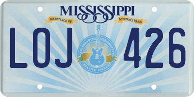 MS license plate LOJ426