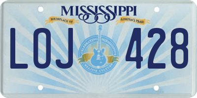 MS license plate LOJ428