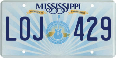 MS license plate LOJ429