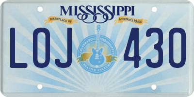 MS license plate LOJ430