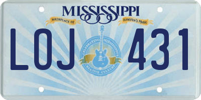 MS license plate LOJ431