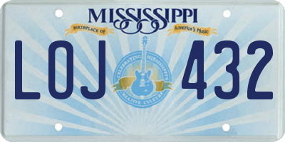 MS license plate LOJ432