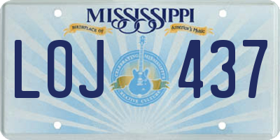 MS license plate LOJ437