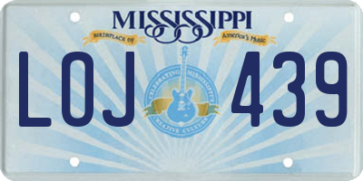 MS license plate LOJ439