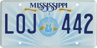 MS license plate LOJ442