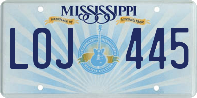 MS license plate LOJ445