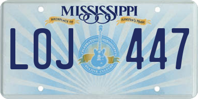 MS license plate LOJ447