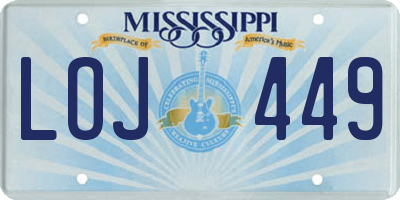 MS license plate LOJ449