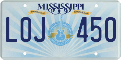 MS license plate LOJ450