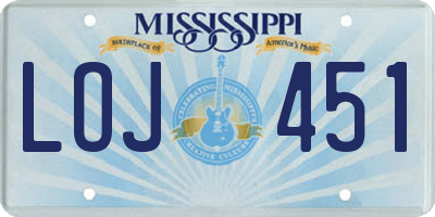 MS license plate LOJ451