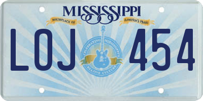 MS license plate LOJ454