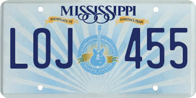 MS license plate LOJ455