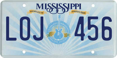 MS license plate LOJ456