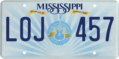 MS license plate LOJ457