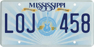 MS license plate LOJ458