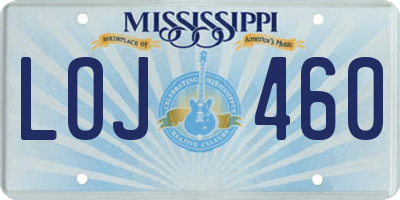 MS license plate LOJ460