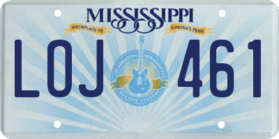 MS license plate LOJ461