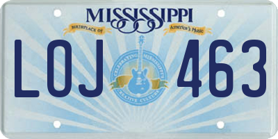 MS license plate LOJ463