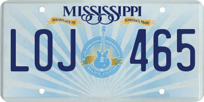 MS license plate LOJ465