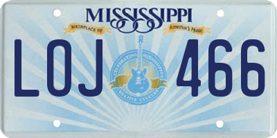 MS license plate LOJ466