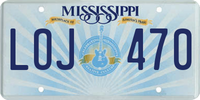 MS license plate LOJ470