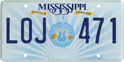 MS license plate LOJ471