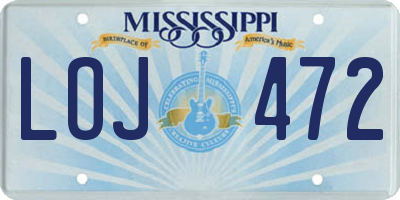 MS license plate LOJ472