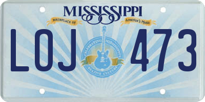 MS license plate LOJ473