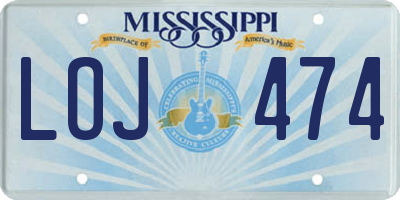 MS license plate LOJ474
