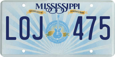 MS license plate LOJ475