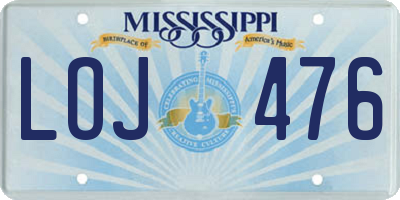 MS license plate LOJ476