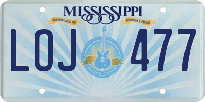 MS license plate LOJ477