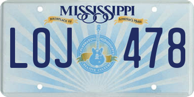 MS license plate LOJ478