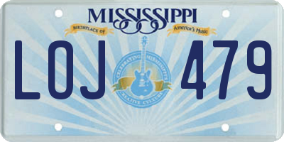 MS license plate LOJ479