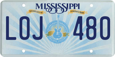 MS license plate LOJ480