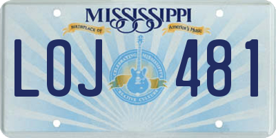 MS license plate LOJ481