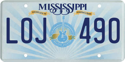 MS license plate LOJ490