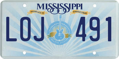 MS license plate LOJ491