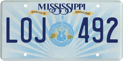 MS license plate LOJ492