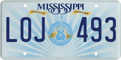 MS license plate LOJ493
