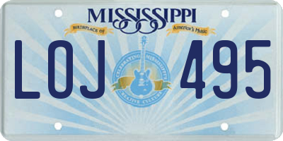 MS license plate LOJ495