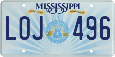 MS license plate LOJ496