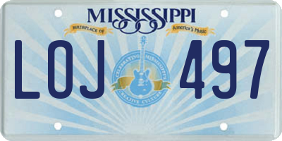 MS license plate LOJ497